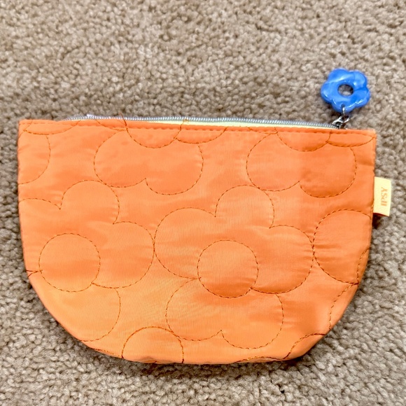 Ipsy Orange Floral Hippie Makeup Bag Toiletry Bag Pencil Pouch Trap Sack - Picture 1 of 3
